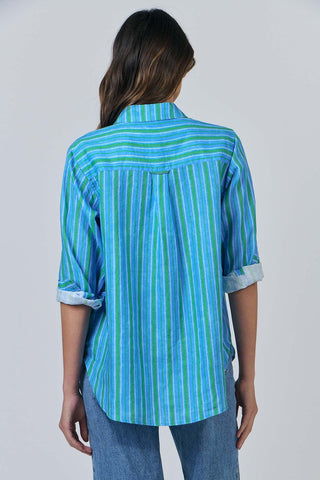 enveloppe - Linen Boyfriend Shirt-Rayure Sapin