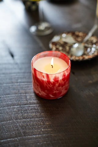 Paddywax - Hand Blown Red Bubble Glass Candle - Saffron Rose