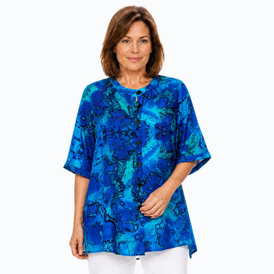 Claire Powell - A Line Bemberg Silk Shirt-Reef