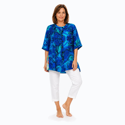 Claire Powell - A Line Bemberg Silk Shirt-Reef