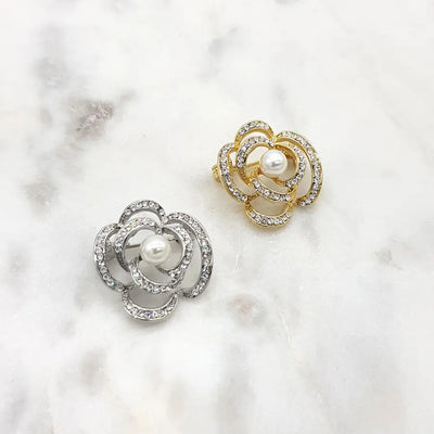 Chrysalini - Rose Brooch-Gold Finish