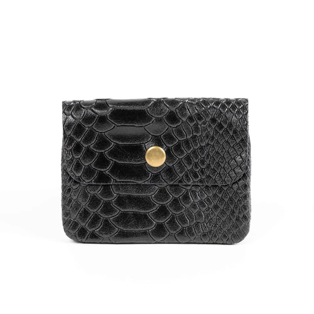 Python Coin Purse Maison Fanli - Leather Coin Purse - Python Black – Melange