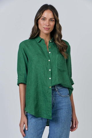 enveloppe - Linen Boyfriend Shirt-Sapin