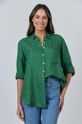 enveloppe - Linen Boyfriend Shirt-Sapin