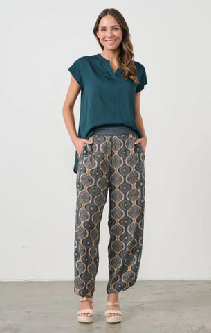 Caju - Blouse with Scoop Back Hem-Mallard