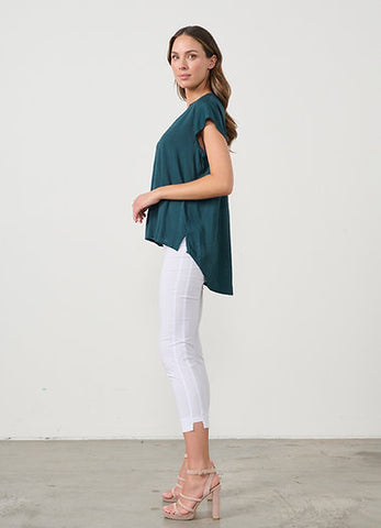 Caju - Blouse with Scoop Back Hem-Mallard