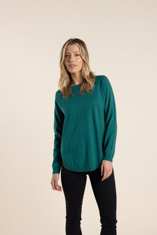 Two T's - Scooped Hem Knit Forest