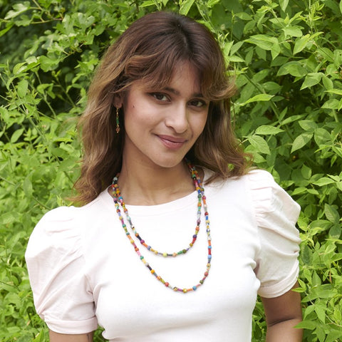 WorldFinds - Scrolled and Dotted Kantha Necklace