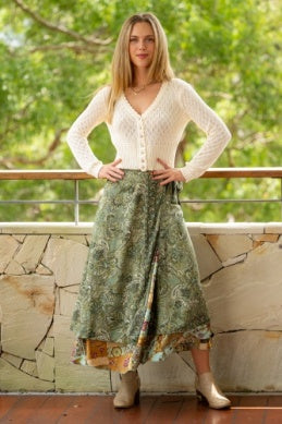 Cienna - Double Layer Wrap Skirt - Sherwood