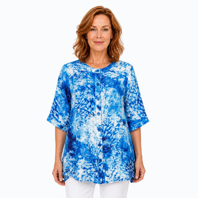 Claire Powell - A Line Bemberg Silk Shirt-Snow Cat
