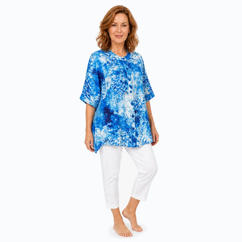 Claire Powell - A Line Bemberg Silk Shirt-Snow Cat