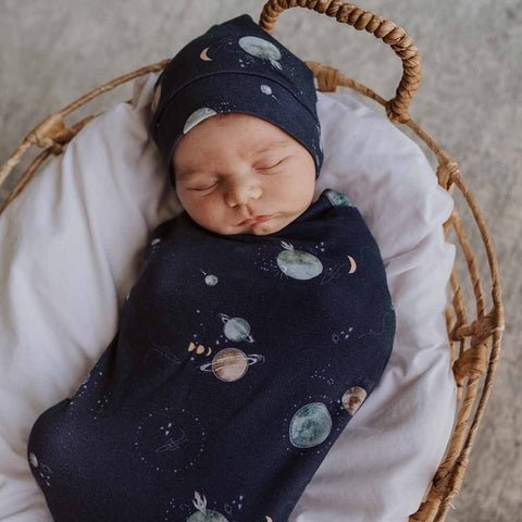 Snuggle Hunny - Milky Way I Baby Swaddle & Beanie Set
