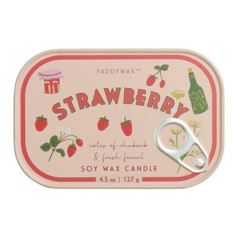 Paddywax - Bistro Strawberry Printed Tin Candle - Rhubarb & Fresh Fennel