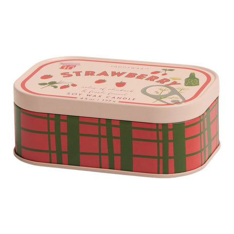 Paddywax - Bistro Strawberry Printed Tin Candle - Rhubarb & Fresh Fennel