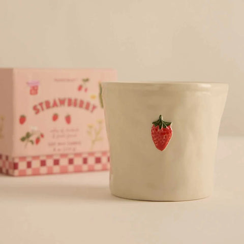 Paddywax - Bistro Strawberry Embossed Ceramic Candle - Rhubarb & Fresh Fennel