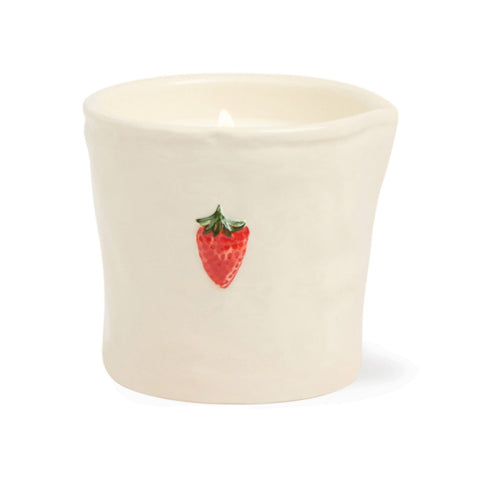 Paddywax - Bistro Strawberry Embossed Ceramic Candle - Rhubarb & Fresh Fennel