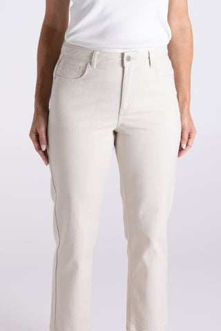 Two T's - Mini Stripe 7/8 Length Slim Jean-Straw/ White