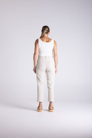 Two T's - Mini Stripe 7/8 Length Slim Jean-Straw/ White