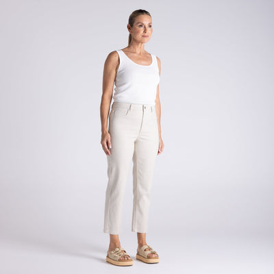 Two T's - Mini Stripe 7/8 Length Slim Jean-Straw/ White