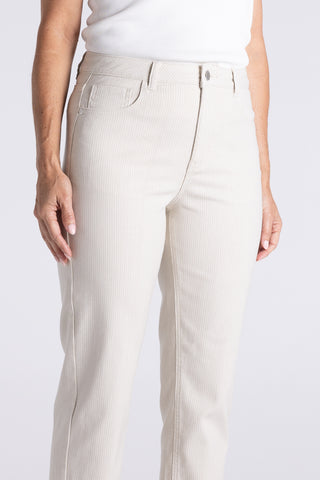 Two T's - Mini Stripe 7/8 Length Slim Jean-Straw/ White