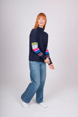 Bridge & Lord - Stripe Sleeve Pullover-Navy Combo