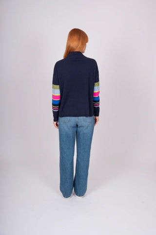 Bridge & Lord - Stripe Sleeve Pullover-Navy Combo