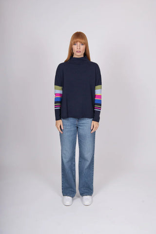 Bridge & Lord - Stripe Sleeve Pullover-Navy Combo