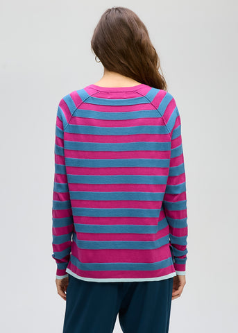 LD+Co - Stripe V Jumper-Plum
