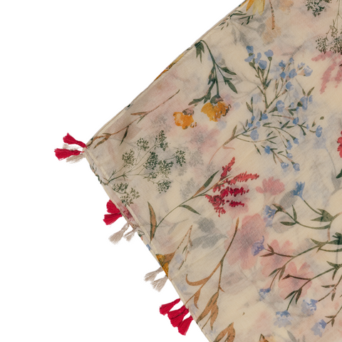 Taylor Hill - Multi Flower Scarf Ivory