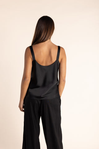Two T's - Satin Cami Top Black