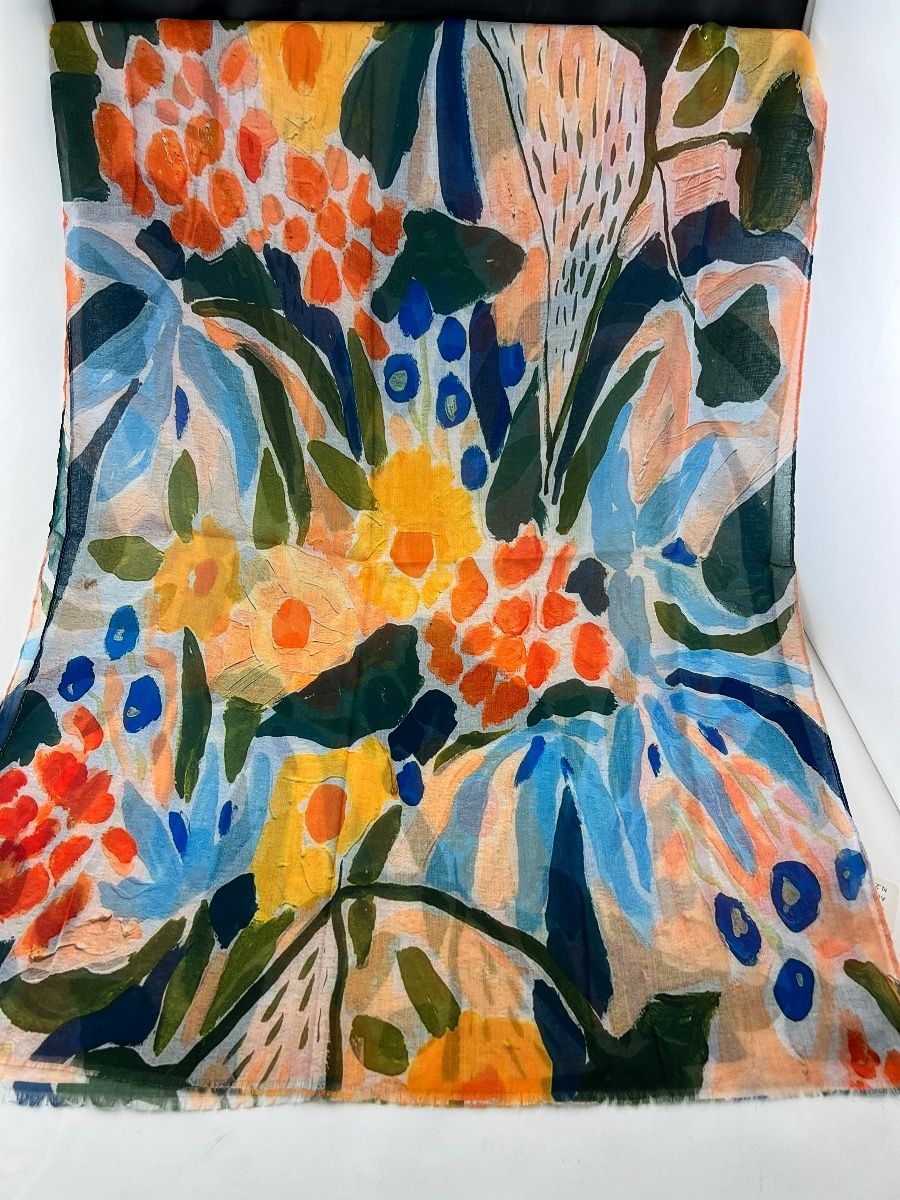 Zura - Digital Print Cotton Scarf - Bold Floral