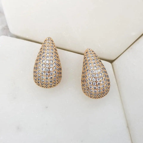 Chrysalini - Tear Shaped Cluster Earring-CZ Rose Gold