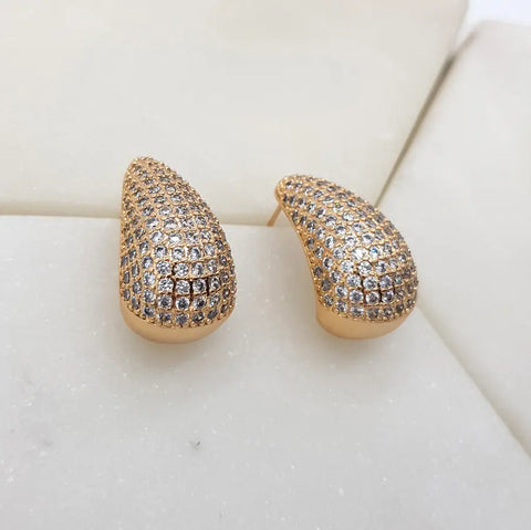 Chrysalini - Tear Shaped Cluster Earring-CZ Rose Gold
