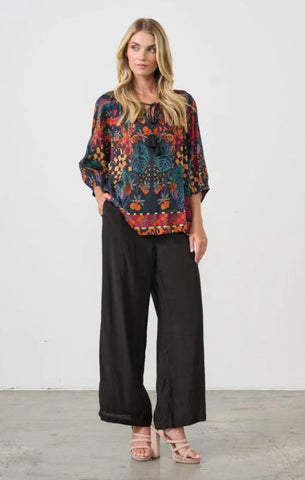 Holmes & Fallon - Half Elastic Waist Wide Pant-Black