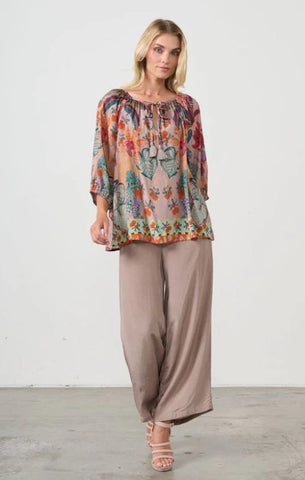 Holmes & Fallon - Half Elastic Waist Wide Pant-Mushroom