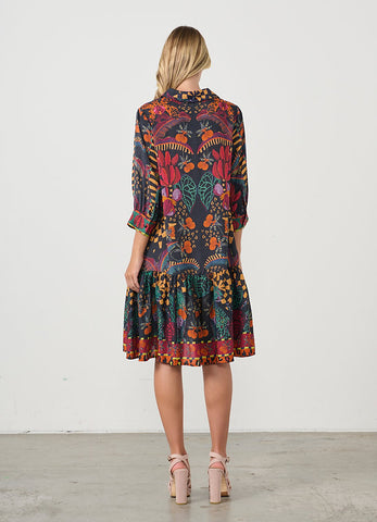 Holmes & Fallon - Tropical Print Drop Waist Dress - Black