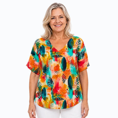 Claire Powell - Modal V Neck Top-Tropicana