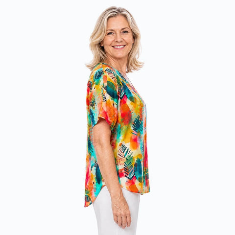 Claire Powell - Modal V Neck Top-Tropicana