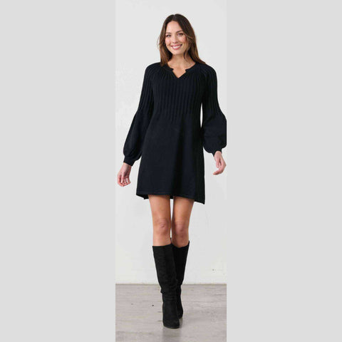 Caju - CZ959 Half Rib Knit Tunic Black