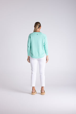 Two T's - Raglan V Neck Sweater-Lagoon