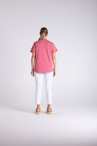 Two T's - V Neck T-Shirt - Dahlia
