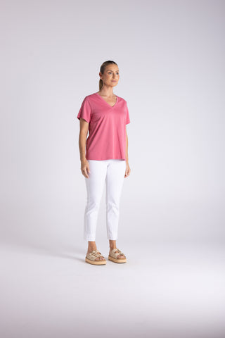 Two T's - V Neck T-Shirt - Dahlia