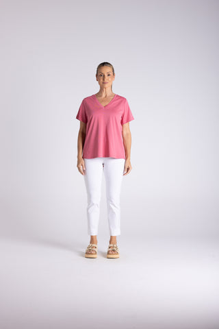Two T's - V Neck T-Shirt - Dahlia