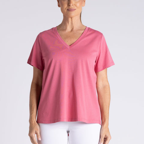 Two T's - V Neck T-Shirt - Dahlia