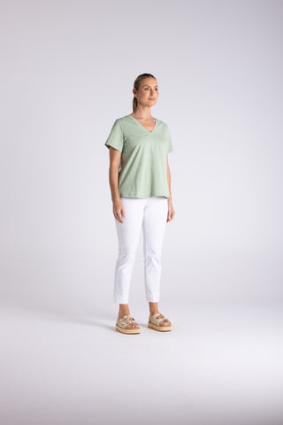 Two T's - V Neck T-Shirt - Sage