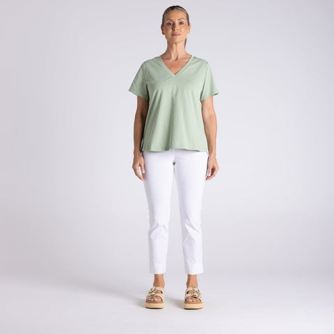 Two T's - V Neck T-Shirt - Sage