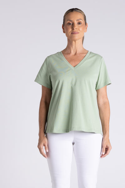 Two T's - V Neck T-Shirt - Sage