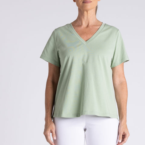 Two T's - V Neck T-Shirt - Sage