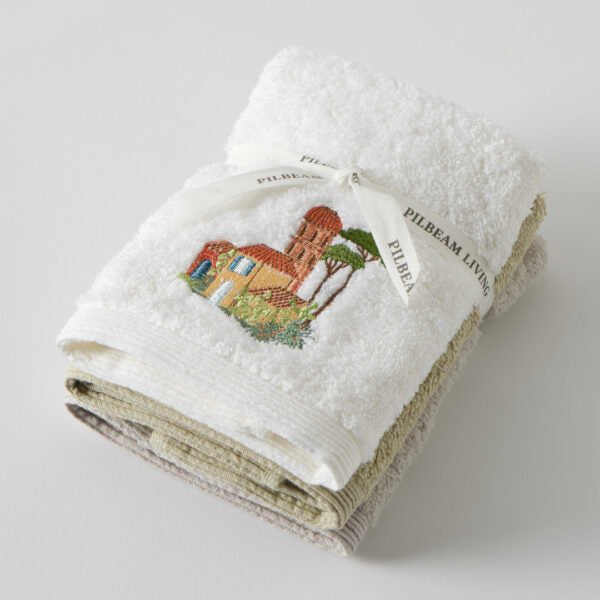 Pilbeam Living - Valletta Face Washer - Set of 3 (2 Plain)