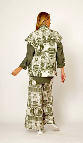 La Strada - Khaki and Cream Print Padded Vest